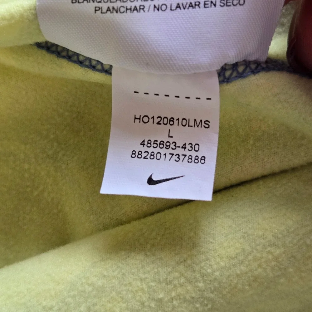 Nike Pro‎ Pullover Womens L Yellow Blue Abstract Web Print 1/4 Zip 485693-430